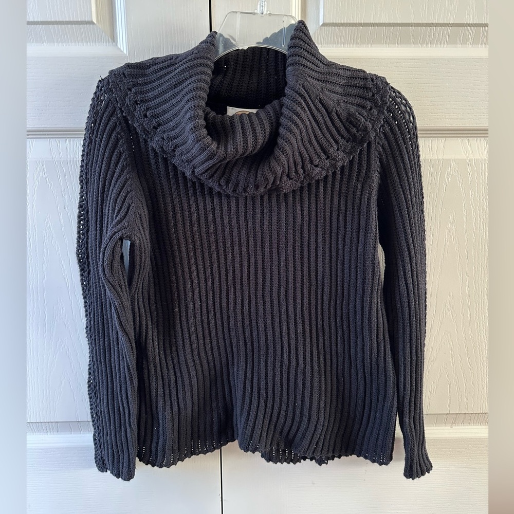 Talbots 100% Cotton Knit Cowl Sweater - Black (fits like SMALL)